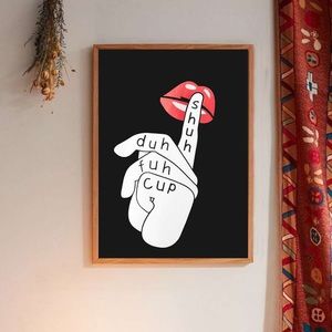 Lip & Finger Print Wall Print Without Frame
